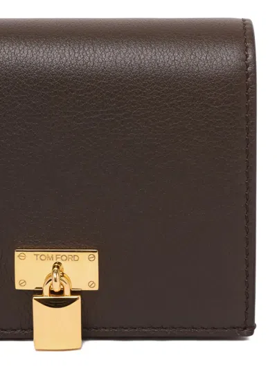 Tom Ford Padlock Leather Wallet In Brown