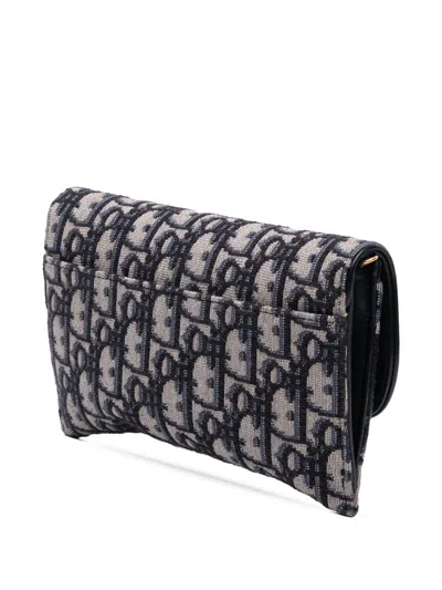 Pre-owned Dior 2019 Oblique Canvas Saddle Wallet On Chain Crossbody Bag