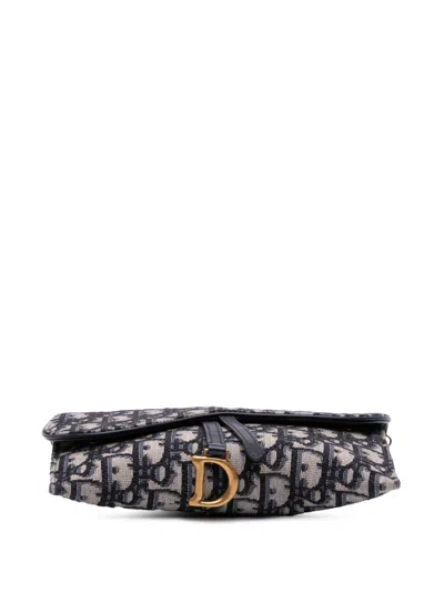 Pre-owned Dior 2019 Oblique Canvas Saddle Wallet On Chain Crossbody Bag