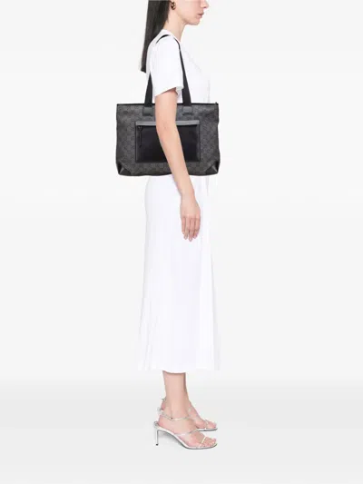 Pre-owned Gucci 2000-2015 Gg Denim Tote Bag In Gray