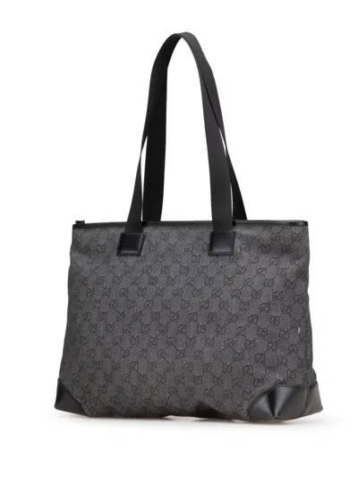 Pre-owned Gucci 2000-2015 Gg Denim Tote Bag In Gray