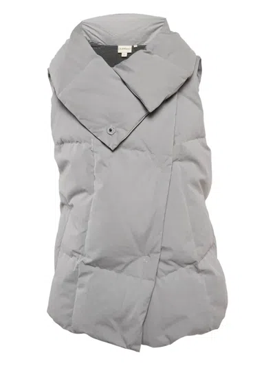 Pre-owned Dkny Vintage Quilted Padded Gilet In Gray