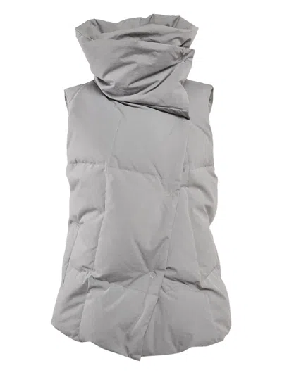 Pre-owned Dkny Vintage Quilted Padded Gilet In Gray