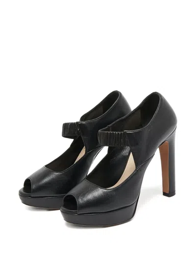 Pre-owned Prada 120mm Peep-toe Pumps In Black