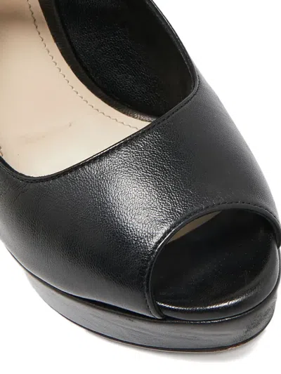 Pre-owned Prada 120mm Peep-toe Pumps In Black