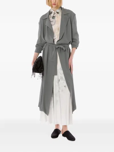 Alberta Ferretti Belted Coat In Gray