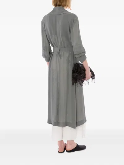 Alberta Ferretti Belted Coat In Gray