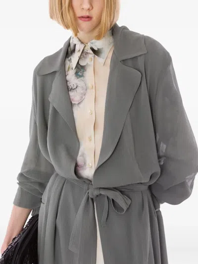 Alberta Ferretti Belted Coat In Gray
