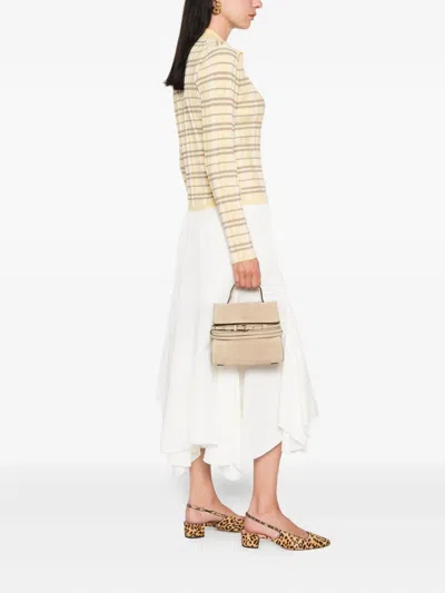 Moschino Small Tie Me Flap-closure Suede Tote Bag