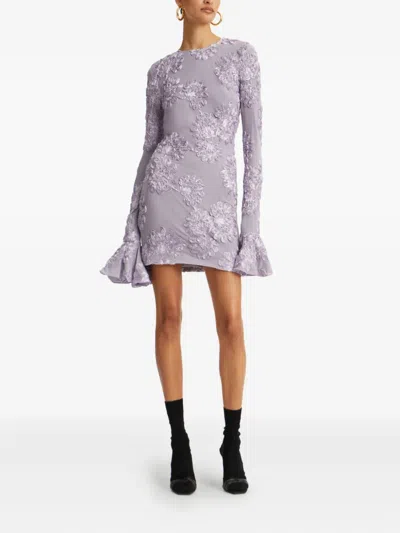 Rotate Birger Christensen 3d Mesh Mini Dress In Purple