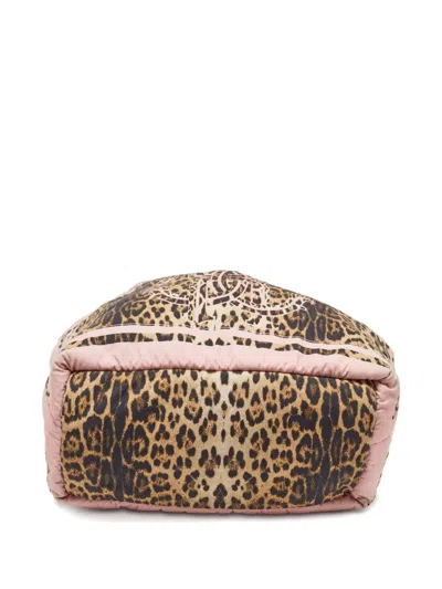 Pre-owned Roberto Cavalli Vintage Leopard-print Tote Bag In Neutral