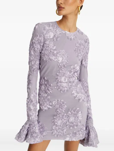 Rotate Birger Christensen 3d Mesh Mini Dress In Purple