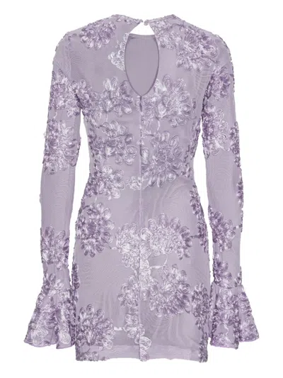 Rotate Birger Christensen 3d Mesh Mini Dress In Purple