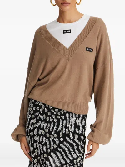 Rotate Birger Christensen Sweater Rotate Woman Color Beige In Brown