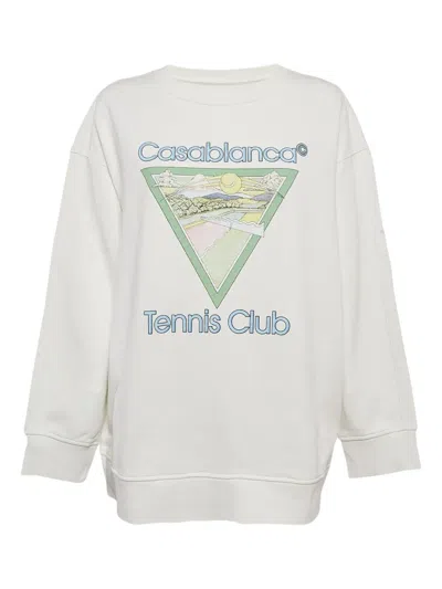 Pre-owned Casablanca Logo-print Sweatshirt In White
