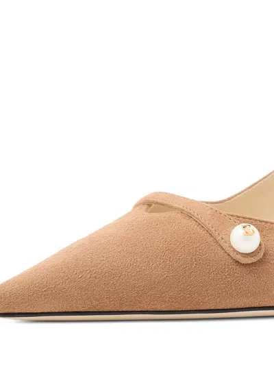 Jimmy Choo 45mm Amita Pearl-embellished Slingback Pumps In Neutral