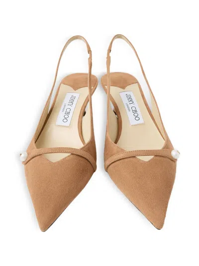 Jimmy Choo 45mm Amita Pearl-embellished Slingback Pumps In Neutral