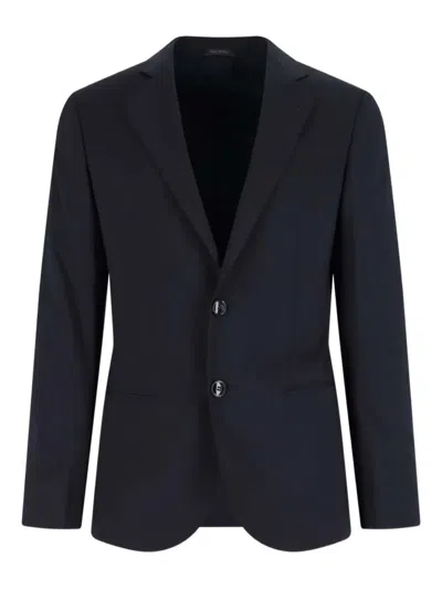 Giorgio Armani Navy Virgin Wool Tailored Suit In Blue