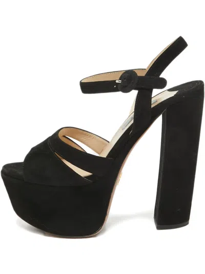 Pre-owned Prada Platform Suede Sandals
