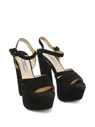 Pre-owned Prada Platform Suede Sandals