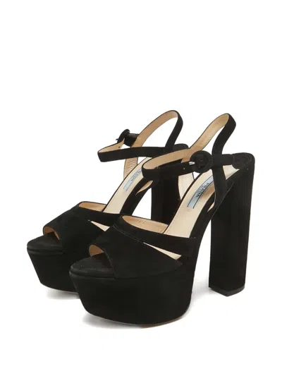 Pre-owned Prada Platform Suede Sandals