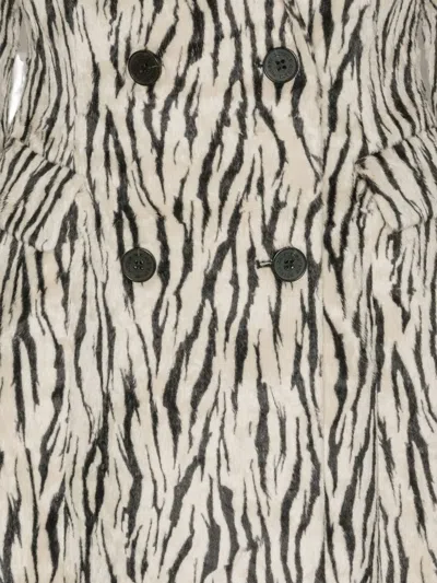 Rotate Birger Christensen Rotate Zebra Print Long Coat With Double-breasted Design And Large Lapels In Animal Print