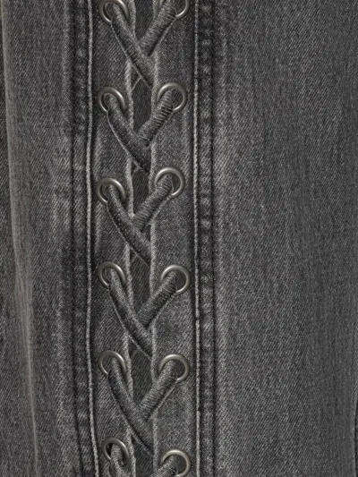 Rotate Birger Christensen Black Organic Cotton Wide Leg Pants With Lace