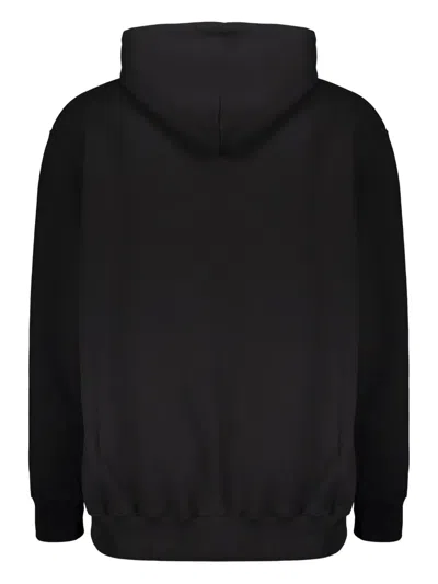 Vetements Logo-print Ribbed-cuff Hoodie In Black