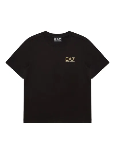 Emporio Armani Embroidered-logo T-shirt In Black