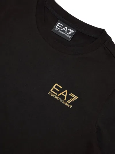 Emporio Armani Embroidered-logo T-shirt In Black