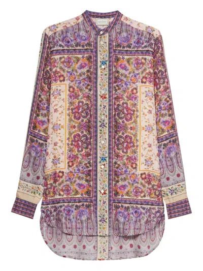 Pierre-louis Mascia Floral-print Panelled Shirt In Blue