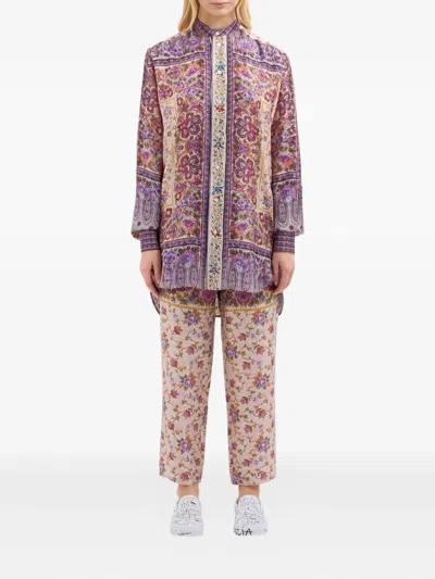 Pierre-louis Mascia Floral-print Panelled Shirt In Blue