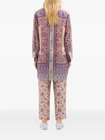 Pierre-louis Mascia Floral-print Panelled Shirt In Blue
