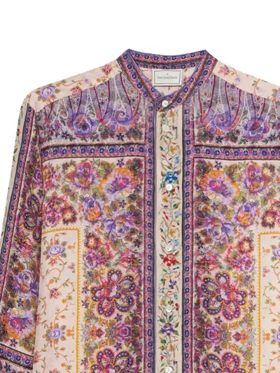 Pierre-louis Mascia Floral-print Panelled Shirt In Blue