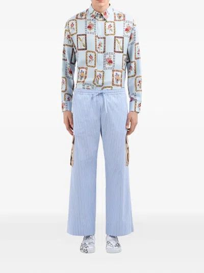 Pierre-louis Mascia Striped Patch-pocket Trousers In Blue