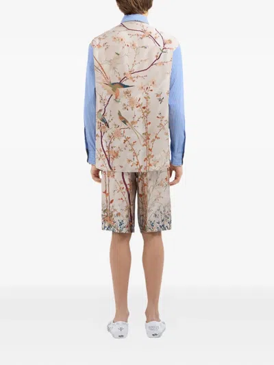 Pierre-louis Mascia Light Blue Striped And Floral Shirt In Blue