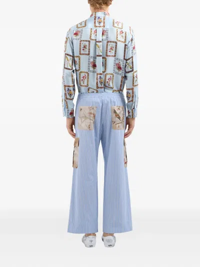 Pierre-louis Mascia Striped Patch-pocket Trousers In Blue