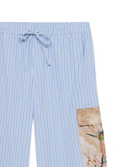 Pierre-louis Mascia Striped Patch-pocket Trousers In Blue