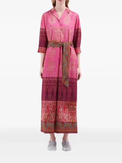 Pierre-louis Mascia Diomedes Belted Shirt Dress In Red