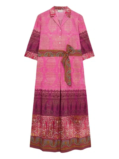 Pierre-louis Mascia Diomedes Belted Shirt Dress In Red