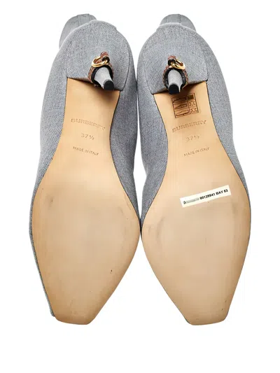 Pre-owned Burberry 105mm Kenzie Peep-toe Boots In Gray