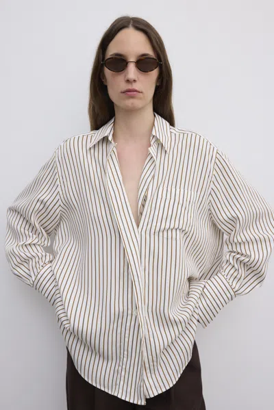 House Of Dagmar Fluid Stripe Shirt In White