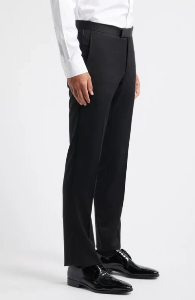 Ted Baker London Josh Slim Fit Wool Tuxedo Pants In Black