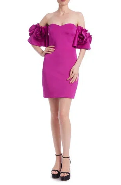Jewel Badgley Mischka Rosette Off The Shoulder Cocktail Minidress