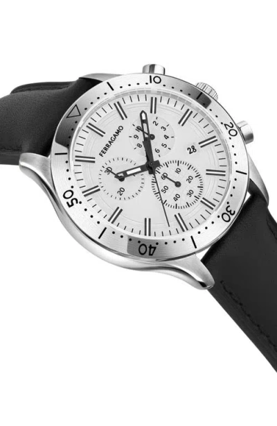 Ferragamo Leather Strap Chronograph Watch, 43mm