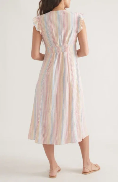 Marine Layer Camila Stripe Button Front Midi Dress