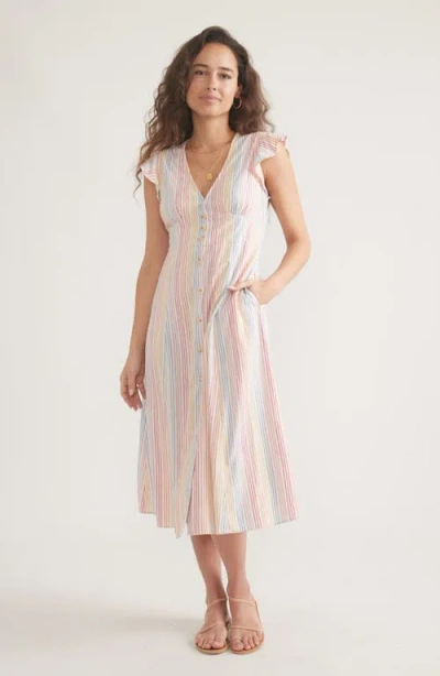 Marine Layer Camila Stripe Button Front Midi Dress