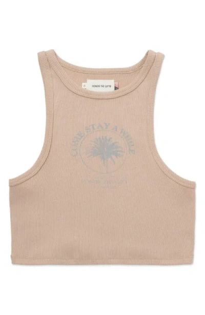 Honor The Gift Rib Crop Graphic Tank