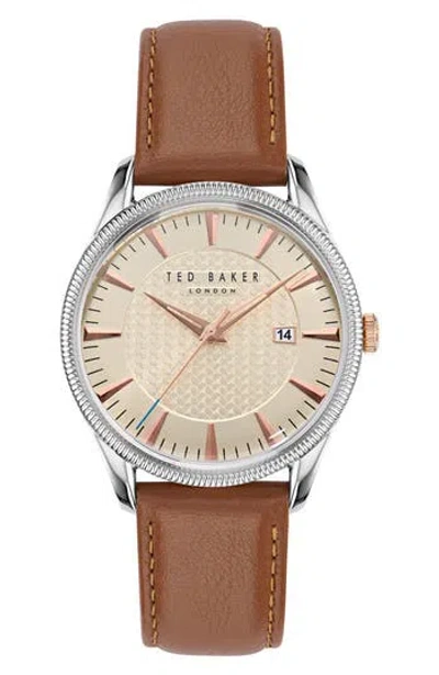 Ted Baker London Leather Strap Watch, 20mm