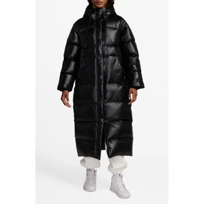 Jordan Hooded Quilted Down Puffer Parka In Black